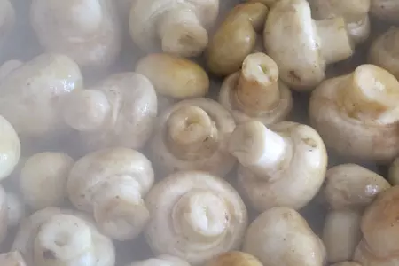 Кролик с куриной печенью и шампиньонами.: шаг 7