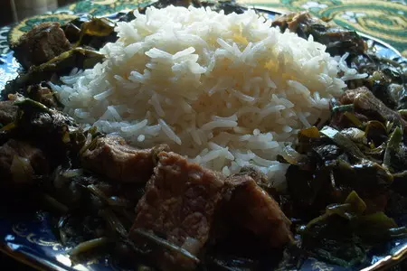 Плов с мясом и зеленью (səbzi qovurmalı plov): шаг 9