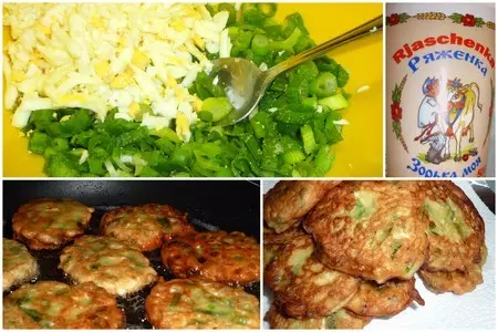 Оладьи с зелённым луком и яйцом: шаг 1