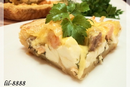 Открытый пирог с лососем и двумя видами сыра: шаг 5