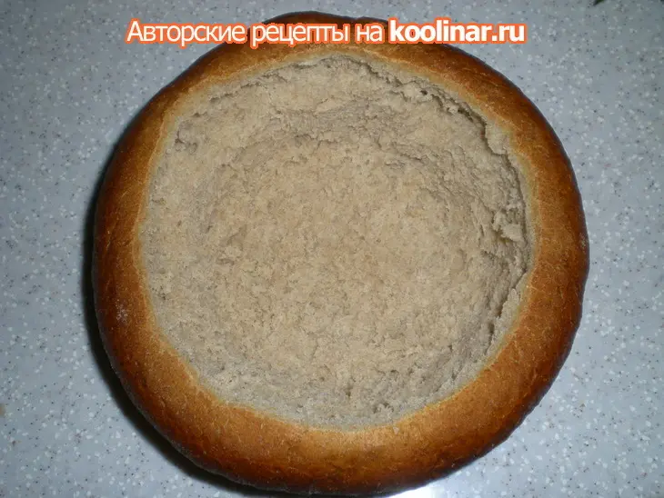 Грибной суп-пюре в хлебной тарелке: шаг 6