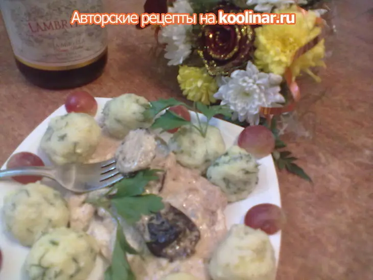Куриная грудка с соусом "дор блю"+картофельные кнедлики...на гарнирр))): шаг 14
