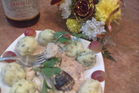 Куриная грудка с соусом "дор блю"+картофельные кнедлики...на гарнирр))): шаг 14