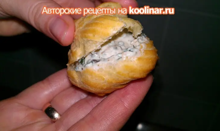 Профитроли с оливково - творожным кремом: шаг 8
