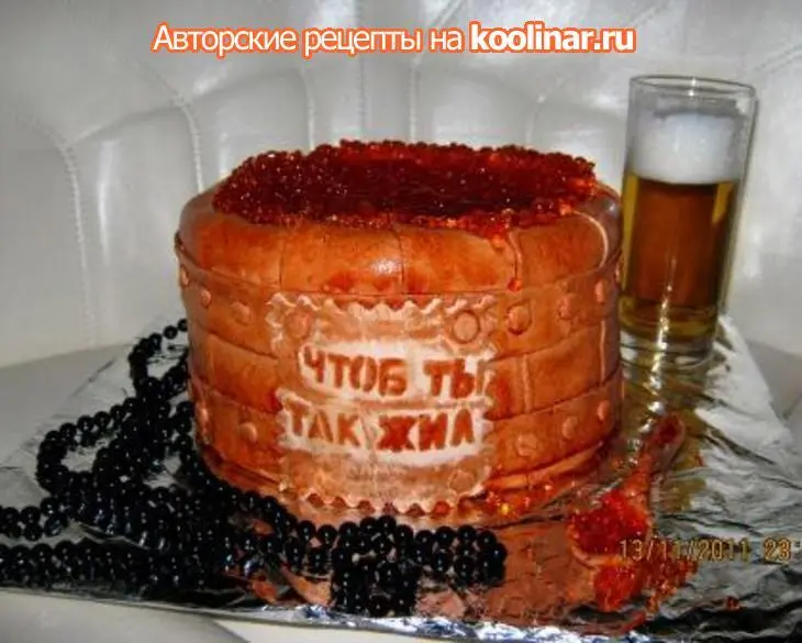 Торт "медовый бочоночек с икрой": шаг 22