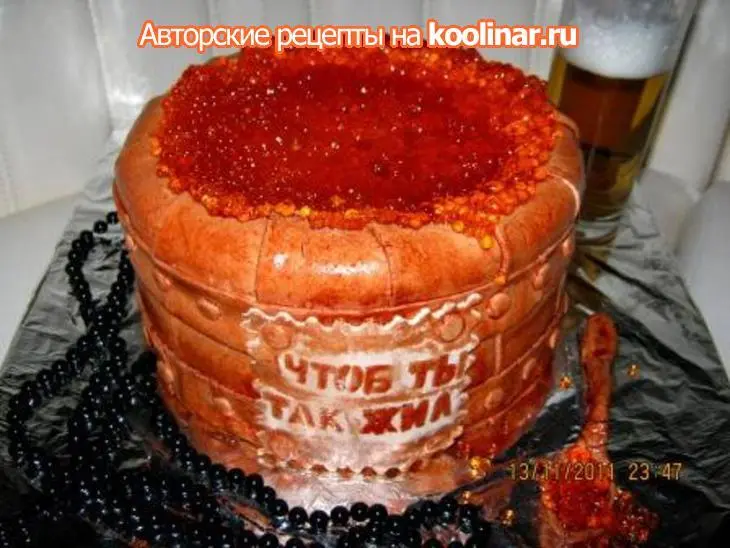 Торт "медовый бочоночек с икрой": шаг 23