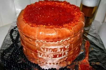 Торт "медовый бочоночек с икрой": шаг 23