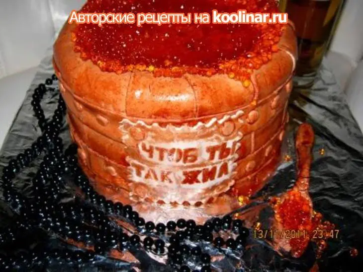 Торт "медовый бочоночек с икрой": шаг 24