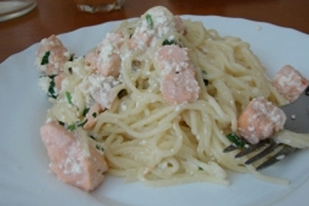 Спагетти с лососем: шаг 2