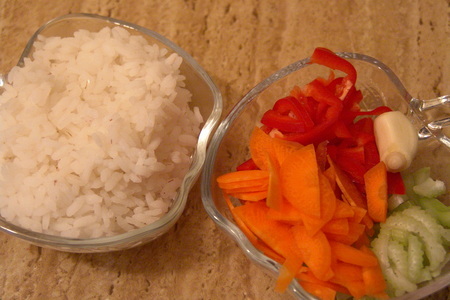 Форель в пергаменте с рисом и овощами: шаг 2
