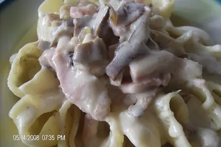 Паста с копченной рулькой и грибами: шаг 6