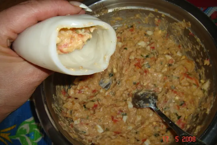 Фаршированный кальмар: шаг 6