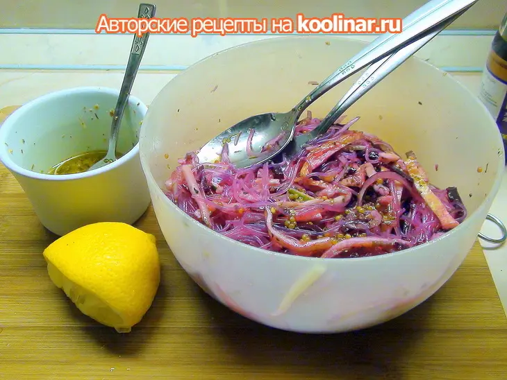 Фунчоза с печёной свёклой и яичными блинчиками.: шаг 5