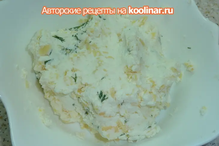 Закуска из баклажан с творожно-сырной начинкой и кунжутной шапочкой: шаг 4