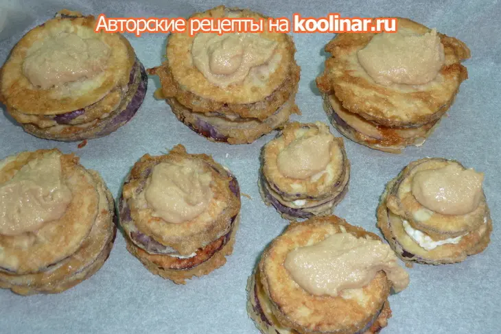 Закуска из баклажан с творожно-сырной начинкой и кунжутной шапочкой: шаг 7
