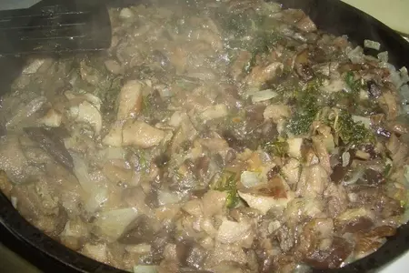 Пирог из пресного теста с рисом и грибами "сытный": шаг 3