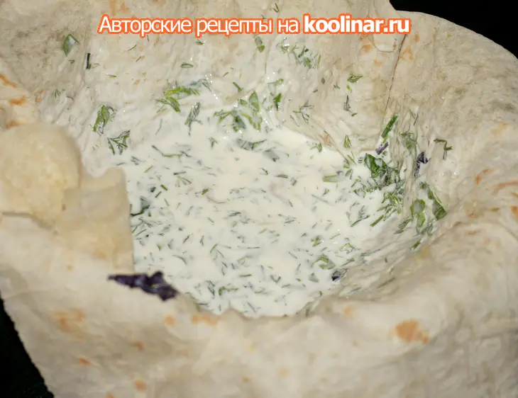 Пирог из лаваша с куриными желудочками и шампиньонами: шаг 4