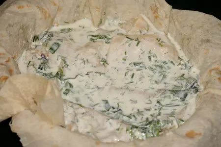 Пирог из лаваша с куриными желудочками и шампиньонами: шаг 6