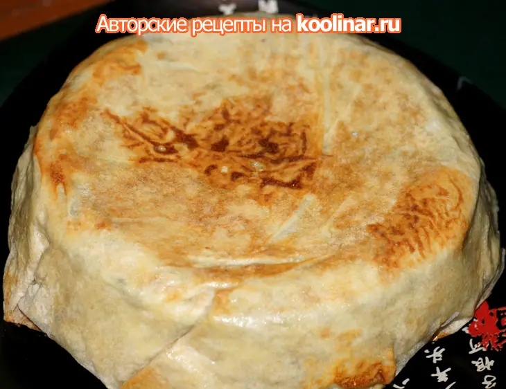 Пирог из лаваша с куриными желудочками и шампиньонами: шаг 9