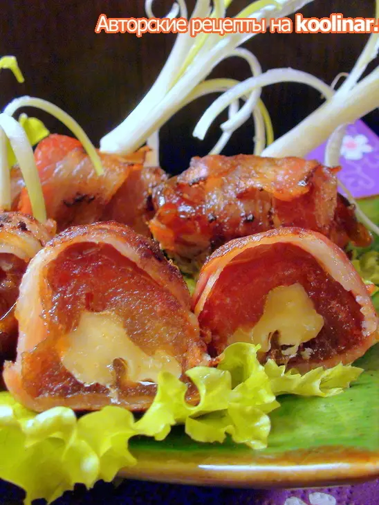 Финики с орешками в беконе, закуска на праздничный стол: шаг 3