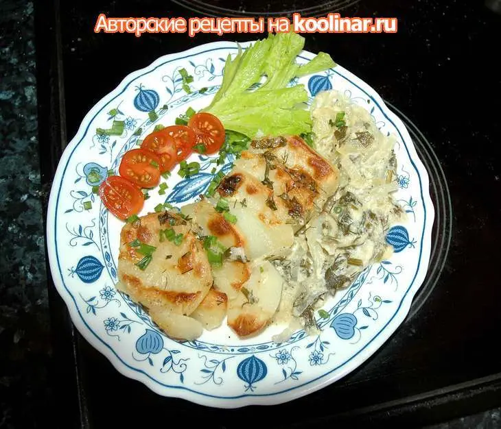 Картофель запеченный с овощами в сметано-сырной заправке: шаг 5