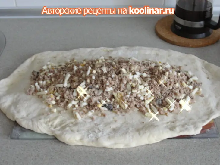 Простая кулебяка с мясом : - ): шаг 3