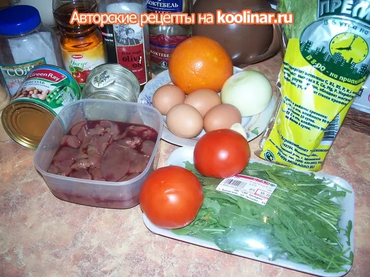 Теплый салат из  куриной печенки с яйцом "пашот": шаг 1