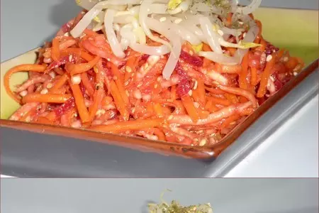 Салат из свежих овощей, с проростками и кунжутом: шаг 1