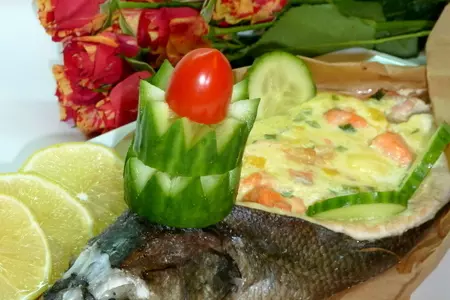 Ладья из сибаса, фаршированная  сырно-сливочным суфле с форелью (готовимся к новому году): шаг 1