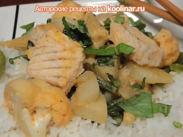 Рыба и овощи с красным карри и рисом: шаг 9