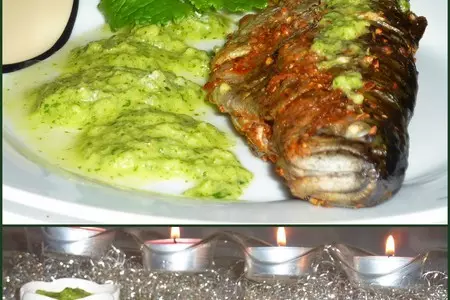 Форель из аэрогриля с соусом из зелёного яблока, мяты и чеснока: шаг 2