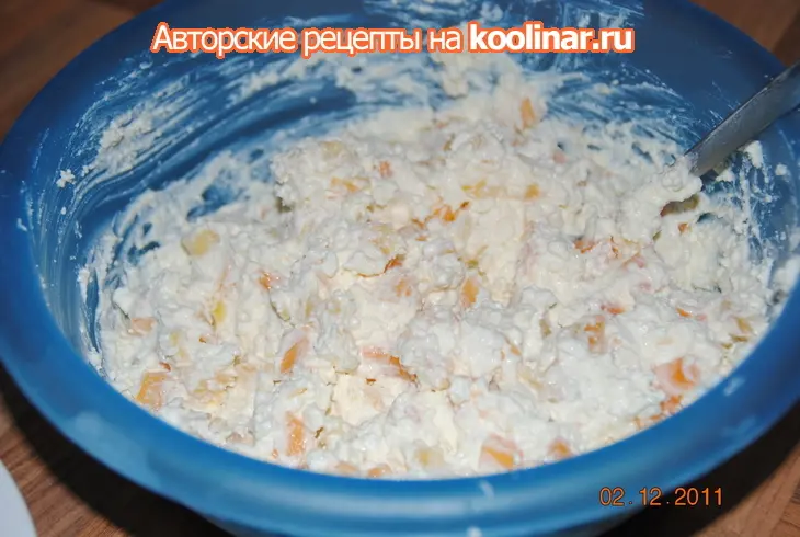 Блинчики с творогом,печеным яблоком и хурмой: шаг 2