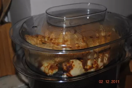 Блинчики с творогом,печеным яблоком и хурмой: шаг 5