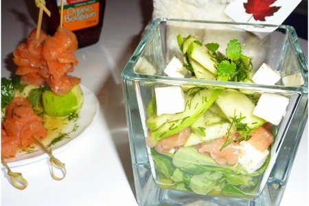 Канапе + салат "лосось с зелёным яблоком в апельсиновом-кленовом соусе...": шаг 4