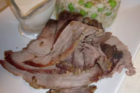 Ризотто из перловки с зеленым горошком и жаренной бараньей ногой: шаг 1