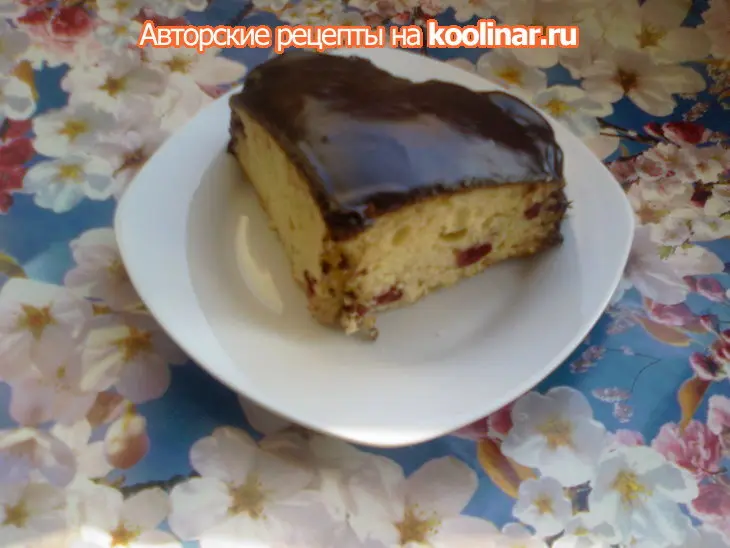 Медово-вишнёвый манник в шоколадной глазури: шаг 8