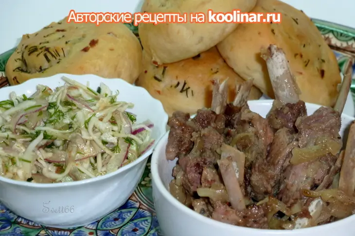 Казан - кабоб натуральный с маргиланским гарниром из капусты: шаг 11