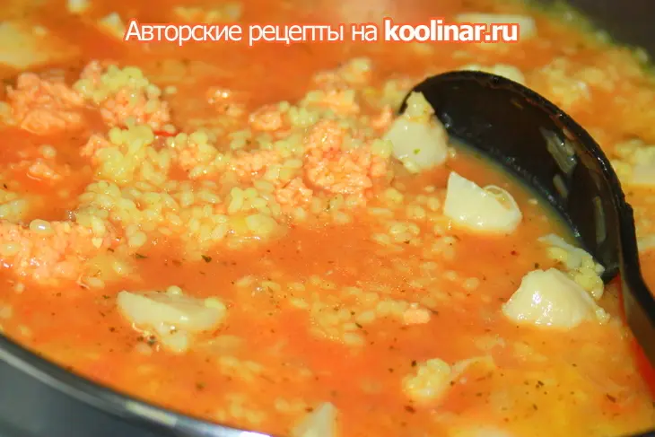 Ризотто "ангельский" с гребешками и фаршем из креветок.: шаг 8