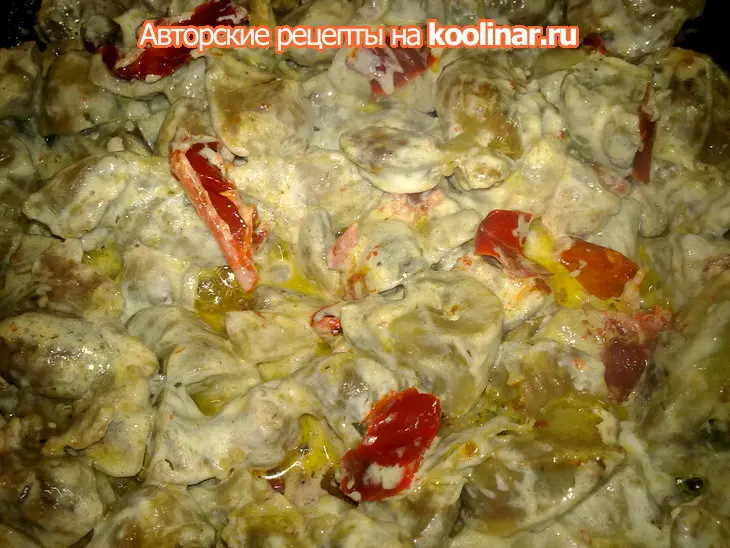 Куриные желудочки, шампиньоны и вяленые овощи.: шаг 4