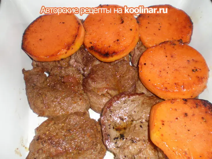 Свинина, запеченая  с тыквой и картофелем под соусом бешамель: шаг 4