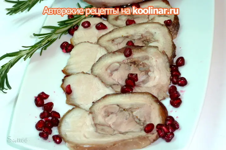 Гранатовый рулет с ароматом розмарина и наршарабом( из рульки): шаг 9