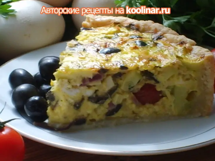 Киш с кабачками и маслинами: шаг 13