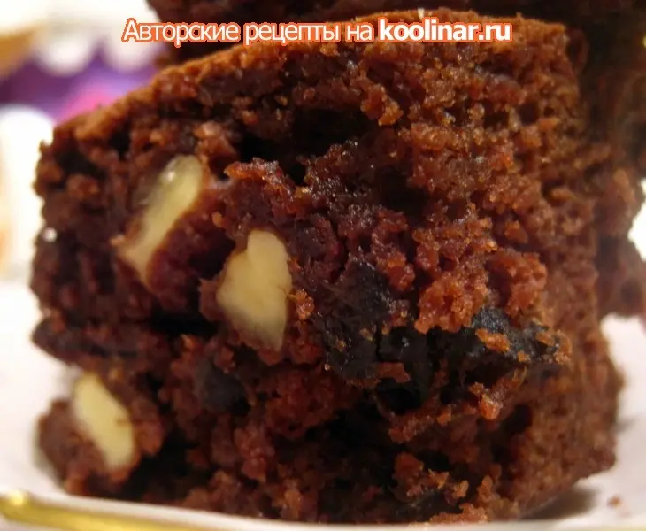 Брауни шоко с захмелевшим черносливом и грецкими орехами: шаг 2