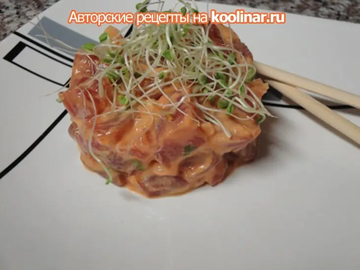Свежий острый тунец по гавайски: шаг 8