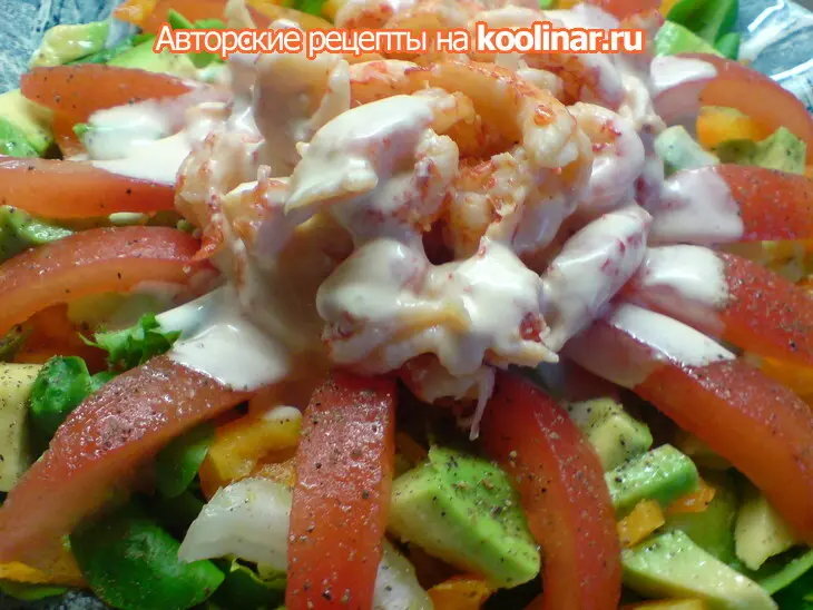 Салат из авокадо,перца и раков под коктейльным соусом: шаг 8