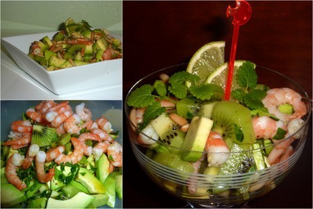 Салат из киви, авокадо, креветок с кедровыми орешками ...: шаг 2