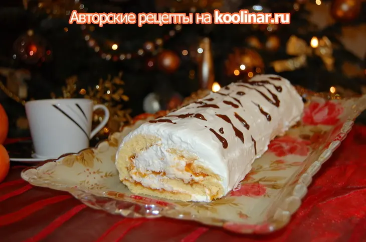 Бисквитный рулет с абрикосовым джемом: шаг 7