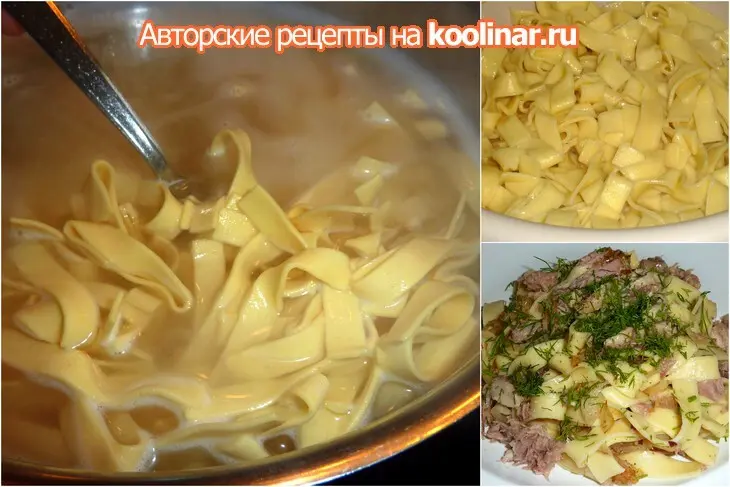 Домашняя лапша с рыбными консервами  и зеленью: шаг 1