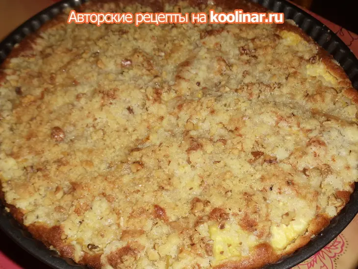 Творожный пирог с ананасами и ореховой посыпкой для моих снегурочек: шаг 5