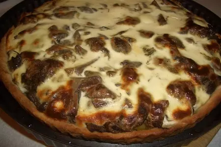 Пирог с куриной печенью и грибами: шаг 9